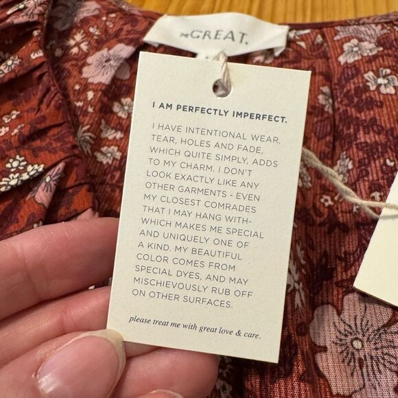 NWT The Great. The Topiary Top Spice Mesa Floral Ruffle Blouse Women’s SZ 3 LRG - Picture 8 of 13